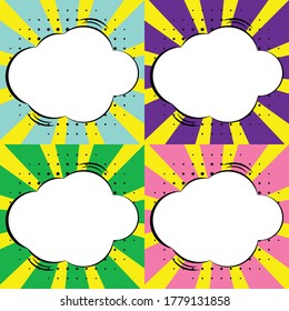 Speech bubble set on a colorful zoom background, cartoon style design, used in signs or conversations, vector EPS10