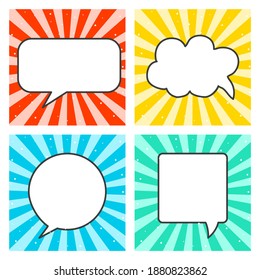 Speech bubble set on colorful background.
