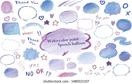 Speech bubble set painted with watercolors