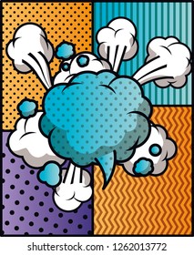 speech bubble and set patterns pop art style