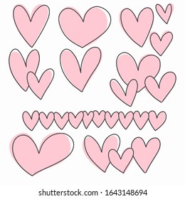 Speech bubble set, pink heart set.