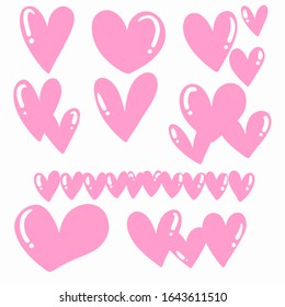 Speech bubble set, pink heart set.