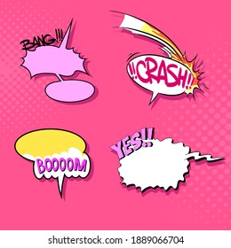 Speech bubble set. Pop art comics style. Fashion sketch design. Hand drawn vector illustration.