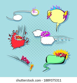 Speech bubble set. Pop art comics style. Fashion clip art sketch design. Hand drawn vector illustration.