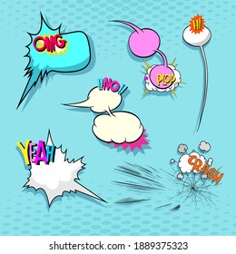 Speech bubble set. Pop art comics style. Fashion clip art sketch design. Hand drawn vector illustration.