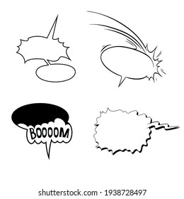 Juego de burbujas de voz. Estilo de cómics de arte pop. Diseño de boceto de moda. Ilustración vectorial dibujada a mano.