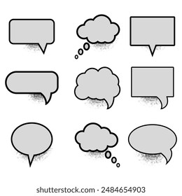 Speech bubble set. Retro empty comic speech bubbles set with black halftone shadows. Speak bubble text, message box, set of comic speech balloons on white background. Vector illustration. eps 10