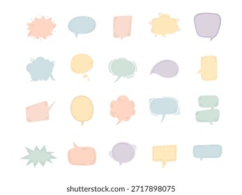 Burbuja de discurso en estilo escandinavo con diferentes Formas de diálogo Elementos conversacionales de comunicación para mensajes perfectos para sus proyectos de ilustración y diseños creativos