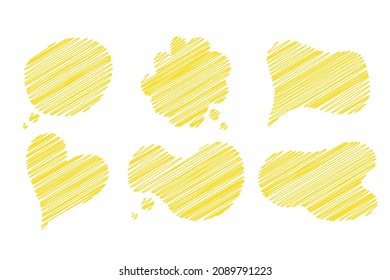 Speech bubble  set. Scribble frames. Hand drawn effect illustration. Sketch. Messages, phrases, text, chat, talk or dialog clouds set. Vector illustration isolated on white background.