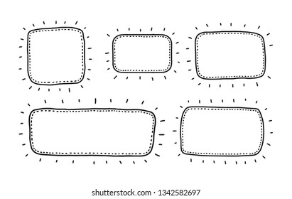 Speech Bubble set in Sketch hand drawn style. Space for quote and text. Vector illustration.