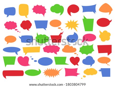 Speech bubble set with space for phrases. Colorful cartoon comic bubbles and clouds of various shapes for speech phrases, conversation text and words in isolated vector illustration.