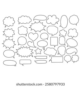 Speech Bubble set. Set of speak bubble text, chatting box, message box outline cartoon vector illustration design. 