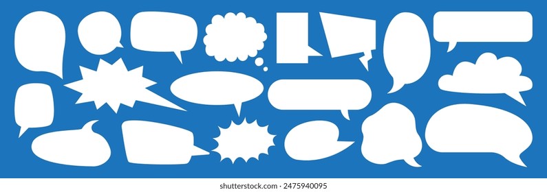 Speech Bubble set. Talk bubble. Blank empty vector white speech bubbles. Speak bubble text, cartoon chatting box, message box.  Cartoon balloon word design