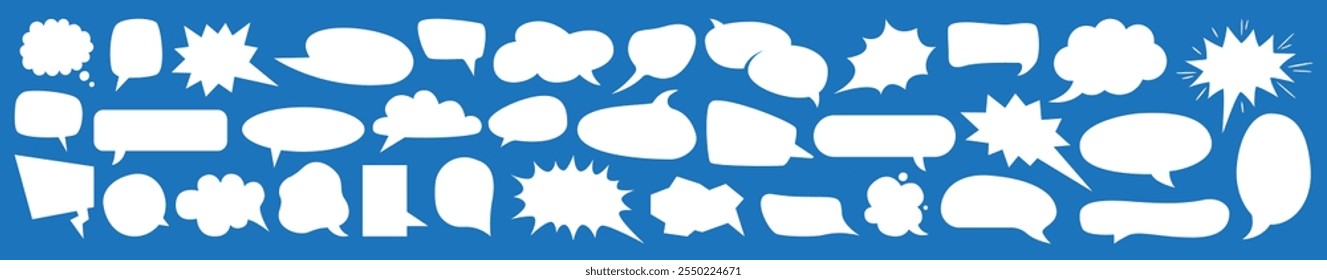 Speech Bubble set. Talk bubble. Blank empty vector white speech bubbles. Speak bubble text, cartoon chatting box, message box.  Cartoon balloon word design