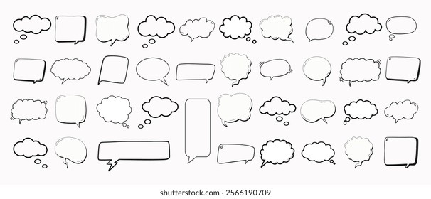 Speech Bubble set. Talk bubble. Blank empty vector white speech bubbles. Speak bubble text, cartoon chatting box, message box. Cartoon balloon word design