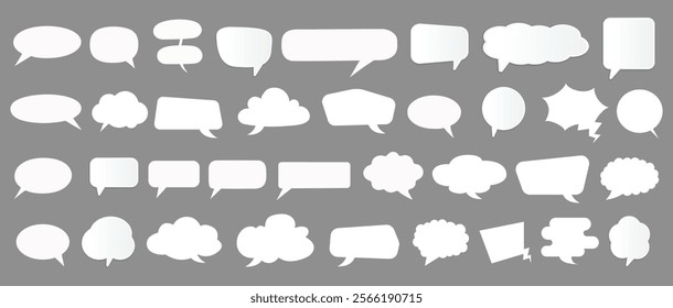 Speech Bubble set. Talk bubble. Blank empty vector white speech bubbles. Speak bubble text, cartoon chatting box, message box. Cartoon balloon word design