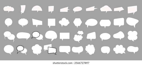 Speech Bubble set. Talk bubble. Blank empty vector white speech bubbles. Speak bubble text, cartoon chatting box, message box. Cartoon balloon word design