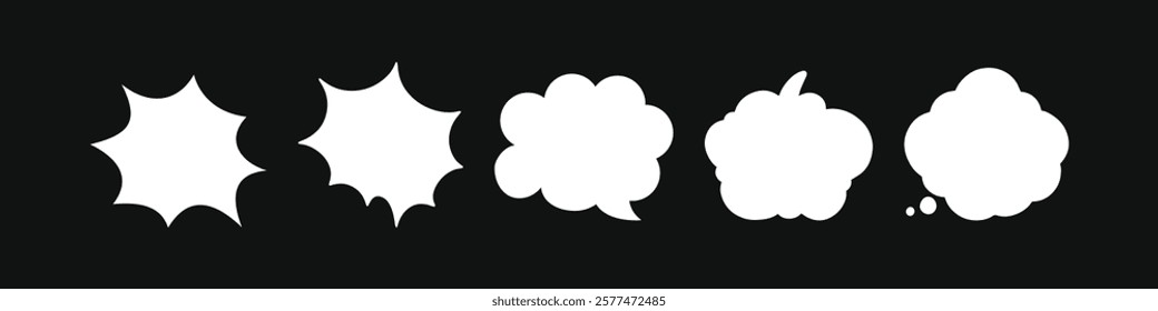 Speech Bubble set. Talk bubble. Blank empty vector white speech bubbles. Speak bubble text, cartoon chatting box, message box.  Cartoon balloon word design