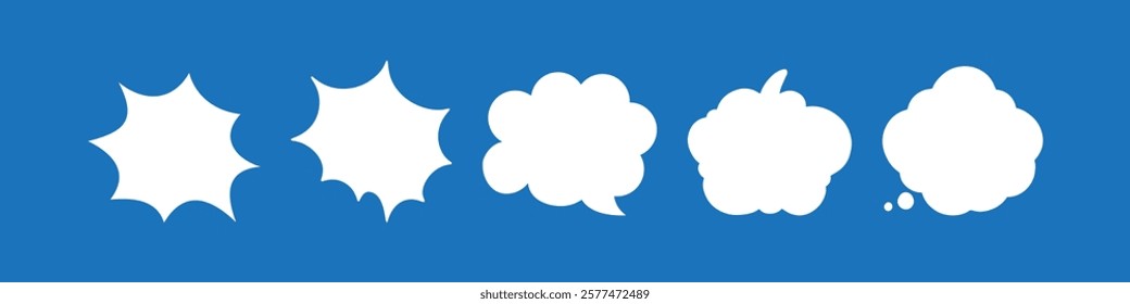 Speech Bubble set. Talk bubble. Blank empty vector white speech bubbles. Speak bubble text, cartoon chatting box, message box.  Cartoon balloon word design