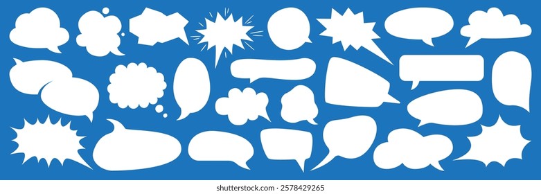 Speech Bubble set. Talk bubble. Blank empty vector white speech bubbles. Speak bubble text, cartoon chatting box, message box.  Cartoon balloon word design