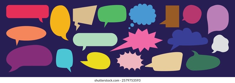 Speech Bubble set. Talk bubble. Blank empty vector white speech bubbles. Speak bubble text, cartoon chatting box, message box.  Cartoon balloon word design