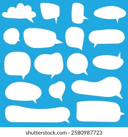 Speech Bubble set. Talk bubble. Blank empty vector white speech bubbles. Speak bubble text, cartoon chatting box, message box. Cartoon balloon word design