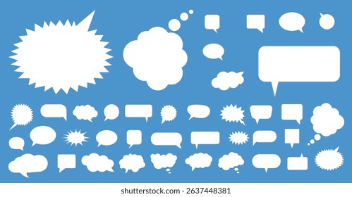 Speech Bubble set. Talk bubble. Blank empty vector white speech bubbles.. Message comments chat box. Collection of speech bubbles, text boxes and conversation chats in comics.