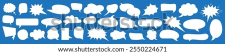 Speech Bubble set. Talk bubble. Blank empty vector white speech bubbles. Speak bubble text, cartoon chatting box, message box.  Cartoon balloon word design