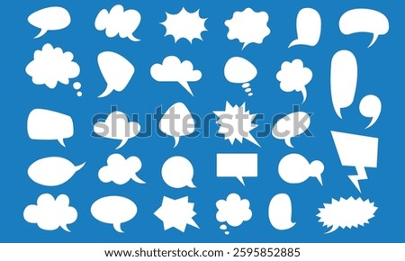 Speech Bubble set, talk bubble, cartoon chatting box, message box, cartoon balloon word design, conversation chats in comics.