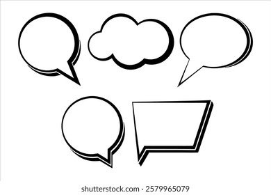 speech bubble set, talk bubble, message comment bubble vector art illustration