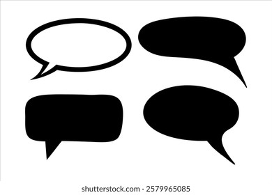 speech bubble set, talk bubble, message comment bubble vector art illustration