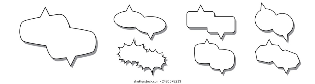 Speech Bubble set. Talk bubble. bubble text, chatting box, message box, Blank empty Cartoon balloon word design. thought balloons	