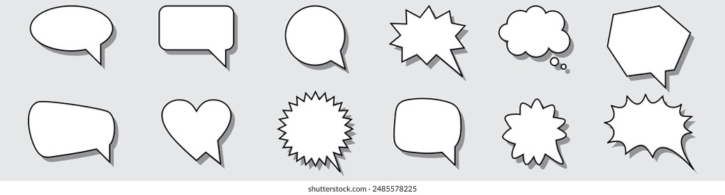 Speech Bubble set. Talk bubble. bubble text, chatting box, message box, Blank empty Cartoon balloon word design. thought balloons	