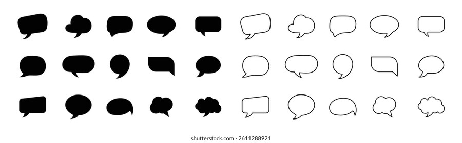 Speech Bubble Set. Talk and Think Bubble, Comics and Dialog Bubbles, Clouds Bubbles, Chat Bubble Vector Illustration