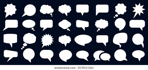 Speech bubble set, text balloon, different empty comic speech discussion bubble icons, talk cloud bubble collection, chat sign