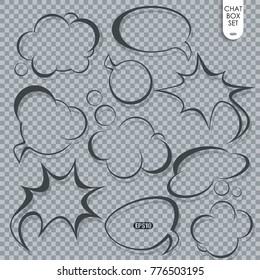 Speech bubble set. Thought  or Dream cloud. Talk balloon. Quote box. Vector  icons.
