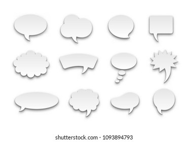 Speech bubble set volume. Realistic empty forms for quotes and utterances. Vector illustration