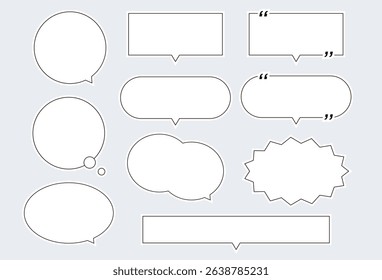 Speech Bubble Set with White Outlines – Perfect for Web, Illustrations, and Print!