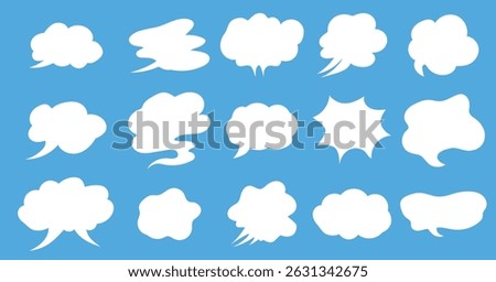 Speech bubble, set white steam effect, clouds