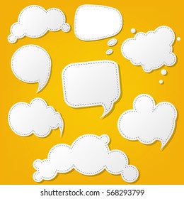 Speech Bubble Set With Yellow Background With Gradient Mesh, Vector Illustration