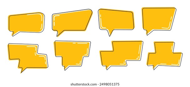 Conjunto de burbujas de discurso, diseño amarillo con varias Formas, Vector editable EPS 10.
