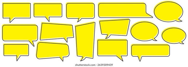 Speech Bubble set. Yellow Talk bubble. Cloud speech bubbles collection. message icon or logo isolated sign symbol.Comment icon yellow speech bubble symbol. comic dialog clouds. comment box icon set.