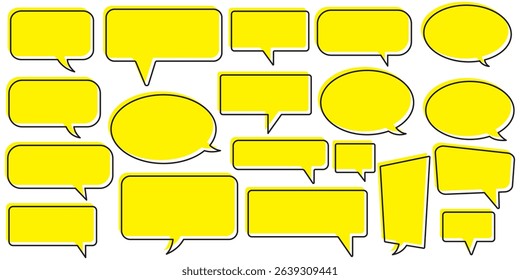 Speech Bubble set. Yellow Talk bubble. Cloud speech bubbles collection. message icon or logo isolated sign symbol.Comment icon yellow speech bubble symbol. comic dialog clouds. comment box icon set.