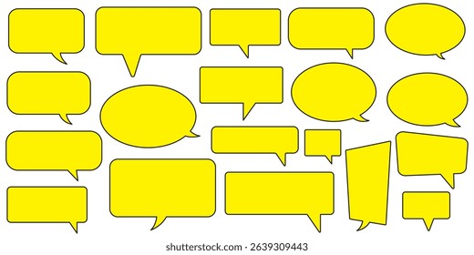 Speech Bubble set. Yellow Talk bubble. Cloud speech bubbles collection. message icon or logo isolated sign symbol.Comment icon yellow speech bubble symbol. comic dialog clouds. comment box icon set.