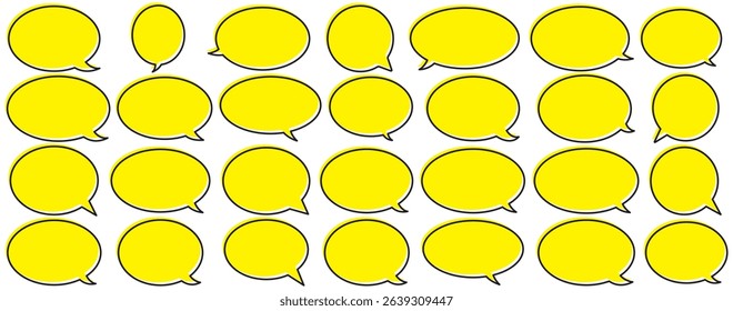 Speech Bubble set. Yellow Talk bubble. Cloud speech bubbles collection. message icon or logo isolated sign symbol.Comment icon yellow speech bubble symbol. comic dialog clouds. comment box icon set.