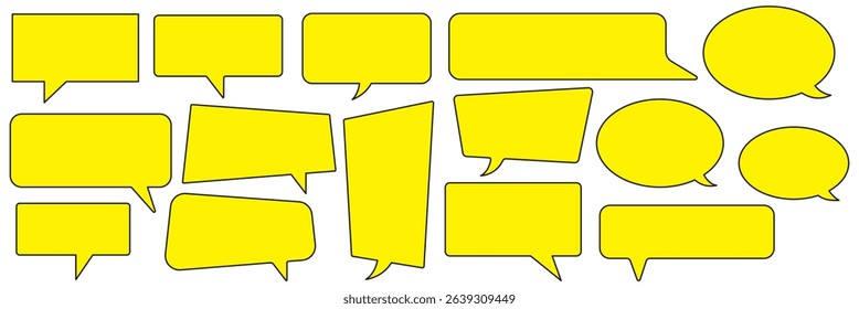 Speech Bubble set. Yellow Talk bubble. Cloud speech bubbles collection. message icon or logo isolated sign symbol.Comment icon yellow speech bubble symbol. comic dialog clouds. comment box icon set.