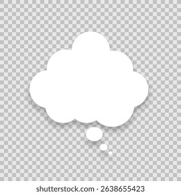 A speech bubble with a shadow on a transparent background. A chat window for commenting on messages. A white cloud. Vector illustration.