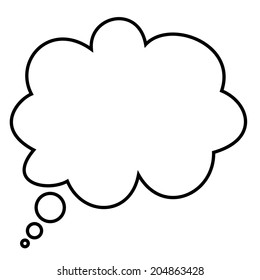 Speech bubble in shape of cloud isolated on white