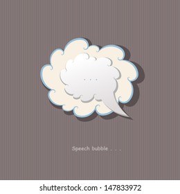 Speech bubble in the shape of the cloud on a brown background with stripes. Vector illustration EPS10.
