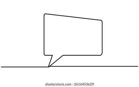 Speech bubble shape continuous line drawn. Communication concept. Chat symbol. Vector illustration isolated on white.